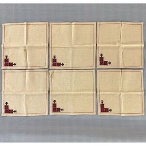 Vintage Arab Refugee Handworks Centre Jerusalem Linen Napkins (6) - Miss Halaby